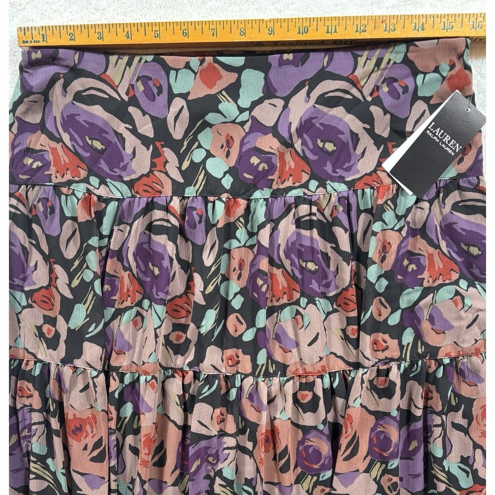Lauren Ralph Lauren Black Label Women's Floral Crinkle Maxi Skirt Size 10 - 539 - Picture 5 of 8